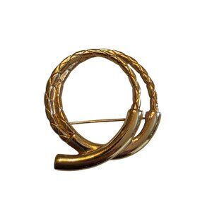 Monet Gold-Tone Rope Brooch‎ Vintage Excellent Condition